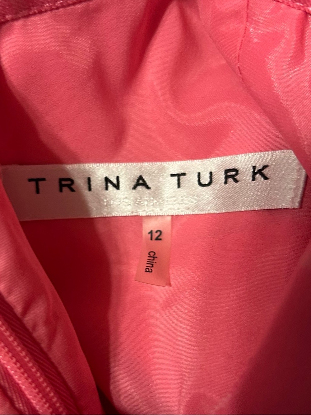 Trina Turk Pink Windowpane Ruffle Front Sleeveless Dress Size 12 - Picture 2 of 7